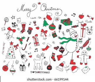 Retro Christmas set of elements