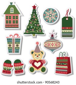 Retro Christmas stickers