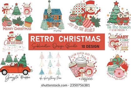 Retro Christmas Sublimation Design Bundle svg