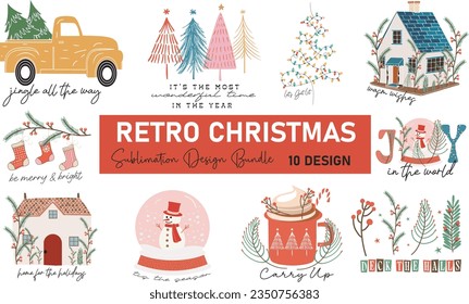 Retro Christmas Sublimation Design Bundle