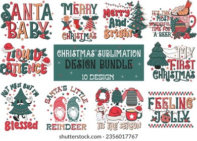 Retro Christmas Sublimation Design Bundle