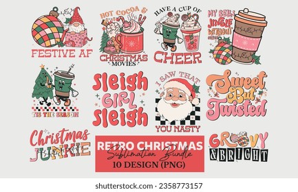 Retro Christmas Sublimation Design Bundle svg