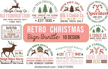 Retro Christmas Sublimation Design Bundle