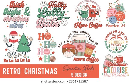 Retro Christmas Sublimation Design Bundle