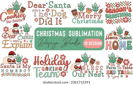 Retro Christmas Sublimation Design Bundle