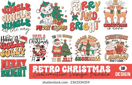 Retro Christmas  Sublimation Design Bundle svg
