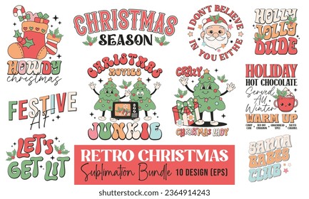 Retro Christmas Sublimation Design Bundle