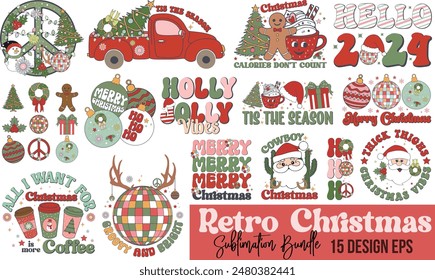 Paquete de diseño de sublimación de Navidades retro