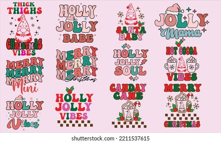 Retro Christmas SVG Sublimation Bundle. You will get eps file with 300ppi.