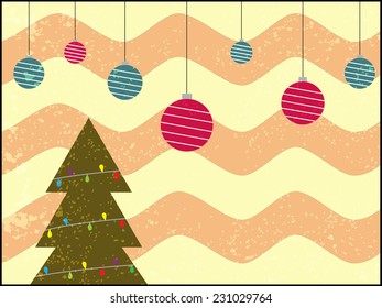 Retro christmas tree background with decoration