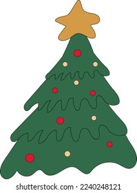 retro christmas tree cartoon vintage 