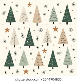 Retro Christmas Tree Pattern with Simple Star Details
