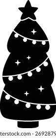
Retro Weihnachtsbaum Silhouette Vektor.
Pinienbaum für den Urlaub.
Transparenter Hintergrund.