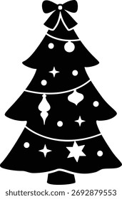 
Retro Christmas tree silhouette vector.
Holiday pine tree.
Transparent background.