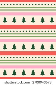 árbol de Navidad retro y patrón de rayas