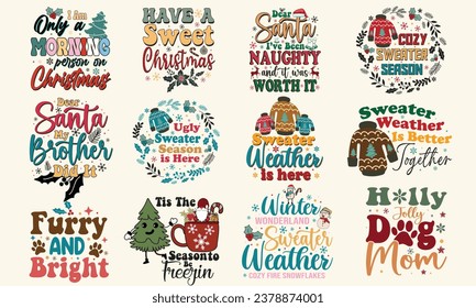 Retro Christmas T-Shirt Design Bundle