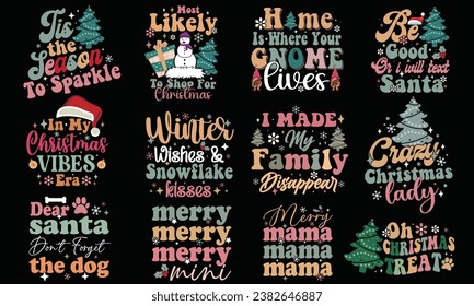 Retro Christmas T-Shirt Design Bundle