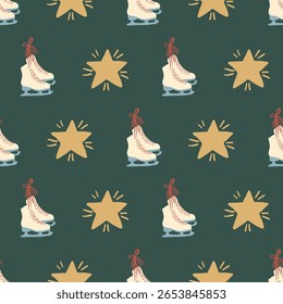 Vetor de Natal retrô padrão sem emenda com motivos de férias e ornamentos