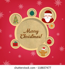 Retro Christmas Web Design Bubbles And Santa Claus With Gradient Mesh, Vector Illustration