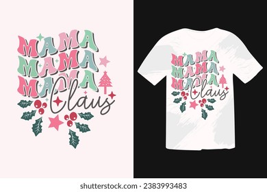 Retro Christmas wreath T shirt Design. winter cozy themed colorful text vector illustration.  Christmas T-shirt quote. T shirt print, postcard wish, poster, banner.