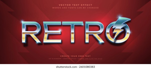 Retro Chrome Text Effect with Lightning Symbol