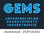 Retro cinema alphabet design, cabaret, fairy LED lamps letters and numbers. Original design