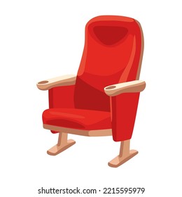 Retro cinema armchair. Movie industry element. Theater chair isolated on white. Vector illustration for cinema business concept