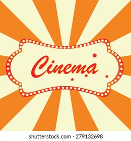 Retro cinema billboard vector. Cinema neon sign. Vintage cinema billboard