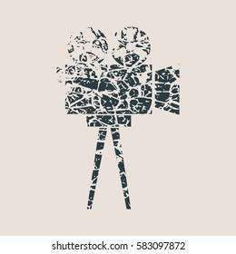 Retro cinema con. Abstract illustration of reel projector. Grunge style vector illustration