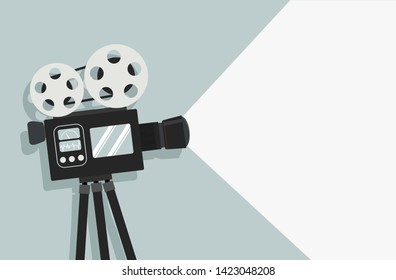 retro cinema film camera vector background