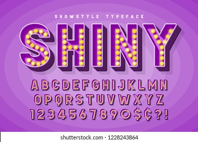 Retro cinema font design, cabaret, Broadway letters and numbers. Swatches color control