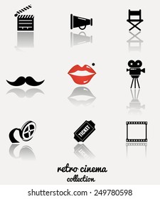 Retro cinema icon collection. Vector illustration.