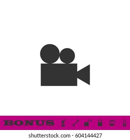 Retro cinema icon flat. Black pictogram on white background. Vector illustration symbol and bonus button