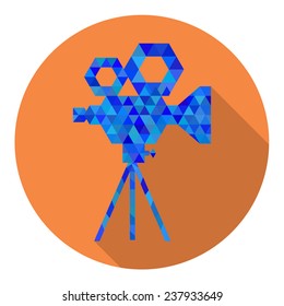 retro  cinema icon in flat shadow