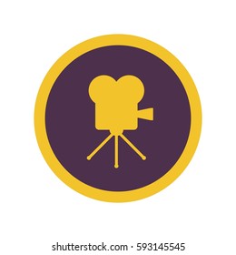 Retro cinema icon isolated on white background. Old movie projector vector illustration