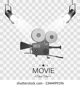 Retro cinema icon with text place, vector illustration