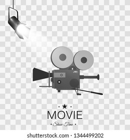 Retro cinema icon with text place, vector illustration