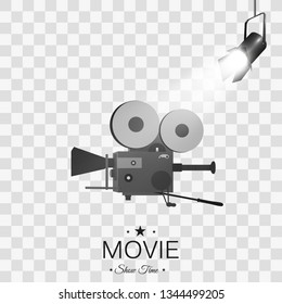 Retro cinema icon with text place, vector illustration