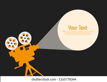 Retro cinema icon with text, vector illustration