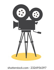 Retro cinema icon.Movie camera in retro style. Black movie camera on a white background. Film Festival. Vector