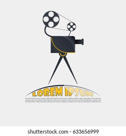 Retro cinema labels badges emblems and design elements. Vector vintage illustration.