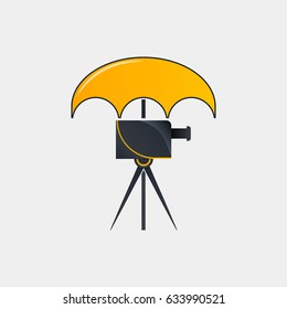 Retro cinema labels badges emblems and design elements. Vector vintage illustration.