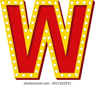 Retro Cinema Light Letter Alphabet Vector Element
