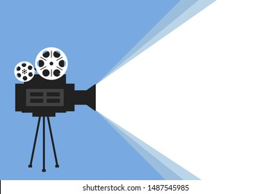Retro cinema projector vector movie banner template. retro movie projector on blue background. EPS 10