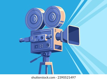 Retro cinema with text place, vector illustration