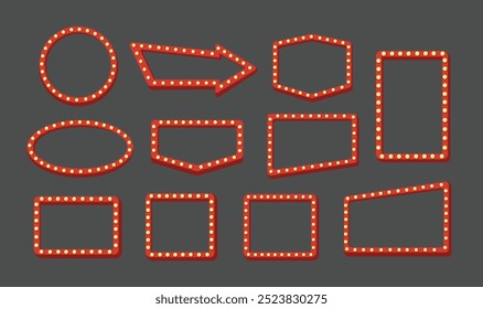 Retro Cinema and Theater Sign Frame Set vector illustration