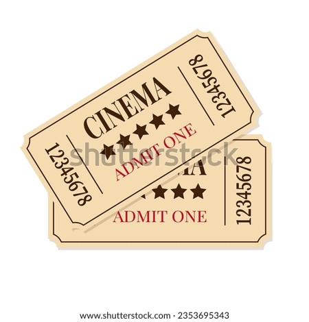 Retro cinema ticket. Admit one ticket. Vector illustration isolated on white background