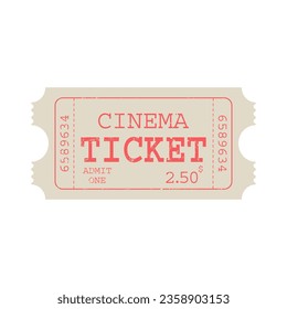 Retro cinema ticket design template. Admit one.Vector illustration