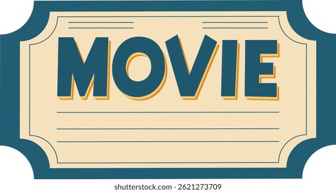 Retro cinema ticket design template. Vector illustration.