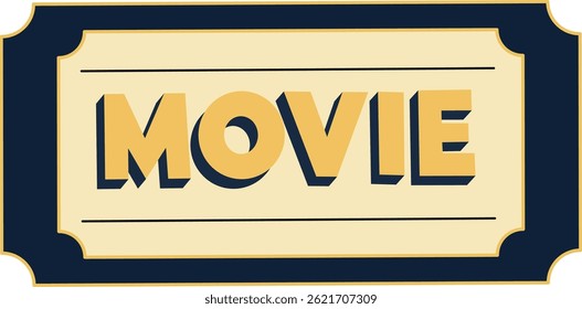 Retro cinema ticket design template. Vector illustration.